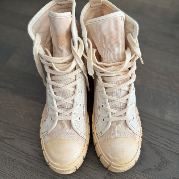 NWOT Zara Chunky High-Top Sneakers in Off-White Canvas Womens 39/8.5 - Picture 5 of 7